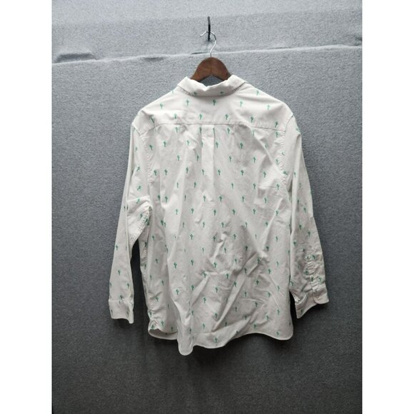 Lands End Womens Button-Down Shirt 2X White With Green Cactus Embroidery Cotton - Picture 7 of 7